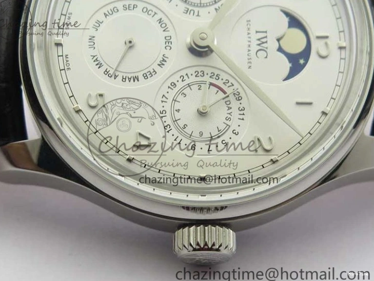 MIROTIME 0216 Portugieser Perpetual Calendar IW503301 V9F 1:1 Best Edition Silver Dial on Black Leather Strap A EyeCatching 7116